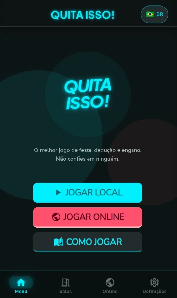 QuitaIsso main menu with local and online game options